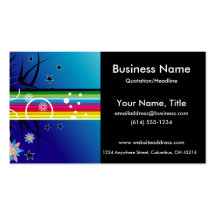 Bright Colourful Stripes & Flowers 2 Business Card