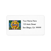 Bright & Colourful Tropical Sun & Palms Personalized Address Label