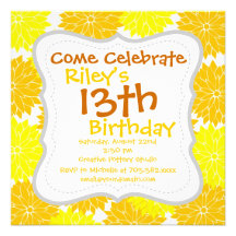 Bright Colourful Yellow Flower Blossoms Floral Invite