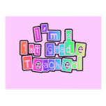 Bright Colours I'm a 1st Grade Teacher Postcards