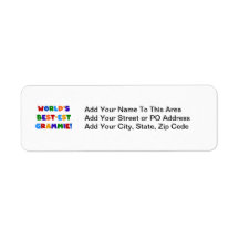 Bright Colours World's Best-est Grammie Gifts Labels