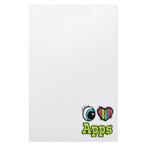 Bright Eye Heart I Love Apps Personalized Stationery