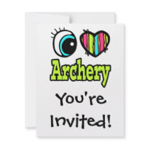 Bright Eye Heart I Love Archery Personalized Announcements