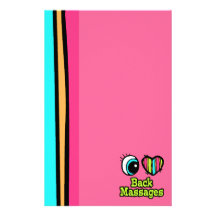 Bright Eye Heart I Love Back Massages Personalized Stationery