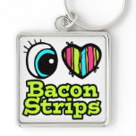 Bright Eye Heart I Love Bacon Strips keychains