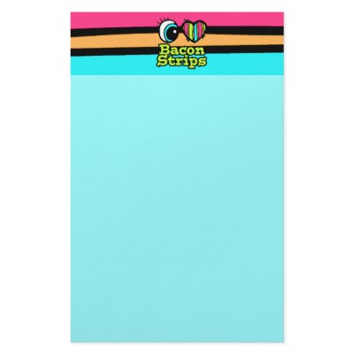 Bright Eye Heart I Love Bacon Strips Custom Stationery by super_shop