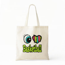 Bright Eye Heart I Love Basketball Canvas Bags