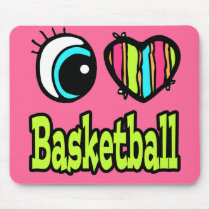 Bright Eye Heart I Love Basketball Mouse Pad