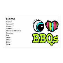Bright Eye Heart I Love BBQs Business Card Templates