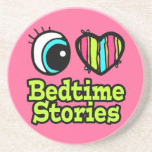 Bright Eye Heart I Love Bedtime Stories Drink Coaster