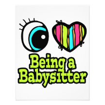 Bright Eye Heart I Love Being a Babysitter Personalized Announcement