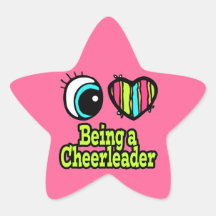 Bright Eye Heart I Love Being a Cheerleader Star Sticker