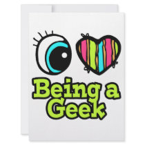 Bright Eye Heart I Love Being a Geek Personalized Announcements