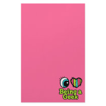 Bright Eye Heart I Love Being a Geek Stationery