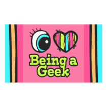 Bright Eye Heart I Love Being a Geek Rectangle Stickers