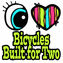 Bright Eye Heart I Love Bicycles Built For Two Photo Sculpture