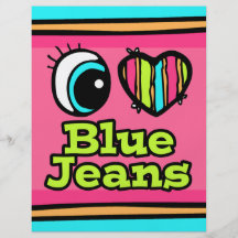Bright Eye Heart I Love Blue Jeans Custom Flyer