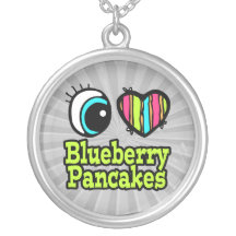 Bright Eye Heart I Love Blueberry Pancakes Necklace