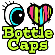 Bright Eye Heart I Love Bottle Caps Acrylic Cut Out