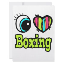 Bright Eye Heart I Love Boxing Personalized Invite