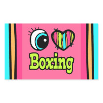 Bright Eye Heart I Love Boxing Rectangular Stickers