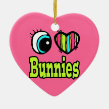 Bright Eye Heart I Love Bunnies Christmas Ornaments