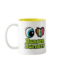 Bright Eye Heart I Love Bunsen Burners Coffee Mugs