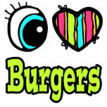Bright Eye Heart I Love Burgers Acrylic Cut Outs