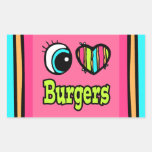Bright Eye Heart I Love Burgers Rectangle Sticker