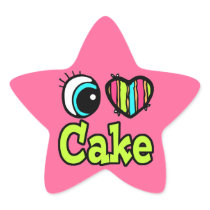 Bright Eye Heart I Love Cake Star Stickers