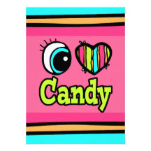 Bright Eye Heart I Love Candy Custom Invite