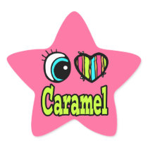Bright Eye Heart I Love Caramel Star Sticker