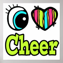 Bright Eye Heart I Love Cheer Print