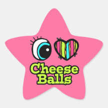 Bright Eye Heart I Love Cheese Balls Star Sticker