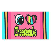 Bright Eye Heart I Love Cheesecake Rectangle Stickers