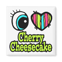 Bright Eye Heart I Love Cherry Cheesecake Refrigerator Magnets