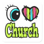 Bright Eye Heart I Love Church Sticker