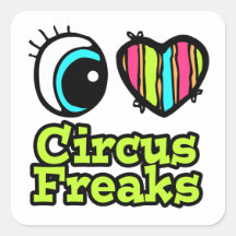 Bright Eye Heart I Love Circus Freaks Stickers