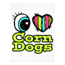 Bright Eye Heart I Love Corn Dogs Personalized Announcement