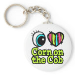 Bright Eye Heart I Love Corn on the Cob Keychains