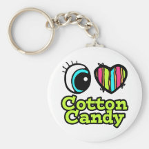 Bright Eye Heart I Love Cotton Candy Keychains