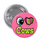 Bright Eye Heart I Love Cows Button
