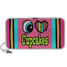 Bright Eye Heart I Love Cupcakes Laptop Speaker