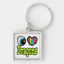Bright Eye Heart I Love Dragons Keychains