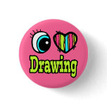 Bright Eye Heart I Love Drawing Pins