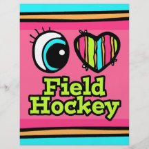 Bright Eye Heart I Love Field Hockey Custom Flyer