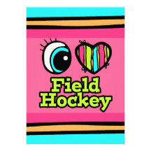 Bright Eye Heart I Love Field Hockey Custom Invites