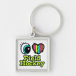 Bright Eye Heart I Love Field Hockey Key Chain