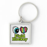 Bright Eye Heart I Love Field Hockey keychains
