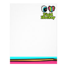 Bright Eye Heart I Love Field Hockey Customized Letterhead
